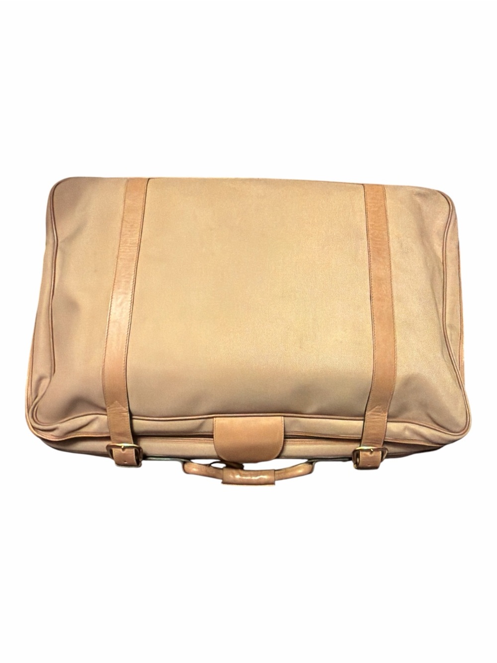 Vintage Authentic Gucci GG Monogram Beige Canvas Travel Duffle Weekender Bag
